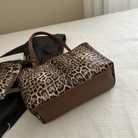 Nueva llegada bolso de mano de gran capacidad con estampado de leopardo de moda con monedero de bolsillo conjunto de 2 uds