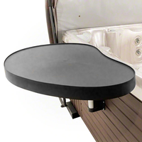 TSPK Moderno Tavolino Laterale in Plastica per Spa Esterna, Vassoio Portabevande con Supporto Verticale in Acciaio Inox Pieghevole, Adatto a Qualsiasi Spa