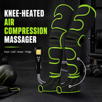 Masseur de jambes à compression d'air pour la récupération sportive avec chauffage du genou, 4 modes et 4 niveaux de pression pour les athlètes, noir et vert