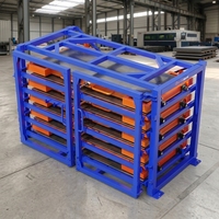 Chariot de rangement manuel à manivelle pour tôles, robuste, 6 niveaux, en acier antirouille, revêtement poudré, pour cartons, à commande manuelle, pour usine