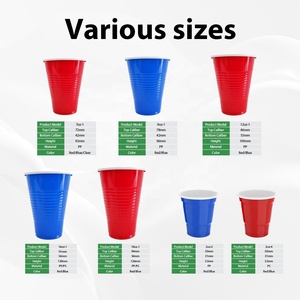 Gobelets <span class=keywords><strong>en</strong></span> <span class=keywords><strong>plastique</strong></span> PP personnalisés rouge et <span class=keywords><strong>bleu</strong></span>, ensemble de beerpong, gobelets jetables pour fête brassicole - Product Image 3