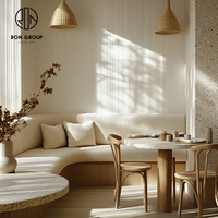 Ensemble de mobilier de café-restaurant rond en marbre blanc : banc, canapé, banquette, chaise, table