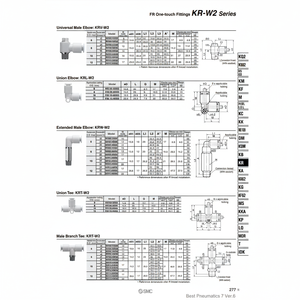 Raccords instantanés SMC Pneumatics KRL08-00W2 pièces pneumatiques de haute qualité série FR - Product Image 1