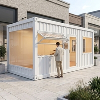 Unité de magasin modulaire préfabriquée en acier, maison conteneur mobile, cabine rectangulaire portable pour boulangerie, café, magasin