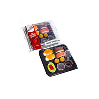 Maßgefertigte Hochwertige Takeout Fast-Food Boot-Party Abgedeckte Gefrorene Fisch-Sandwich-Schalen 'Rechteckige Schwarze Sushi-Box mit Fächern'