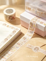 Ruban adhésif washi personnalisé en feuille d'or, motif de fille de dessin animé mignon, ruban adhésif décoratif pour journal, scrapbooking, bricolage