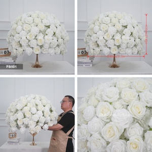 Factory Customize 80cm Flower Ball White Rose Artificial Flowers Centerpieces for Wedding <b>Table</b> <b>Decoration</b> - Product Image 2