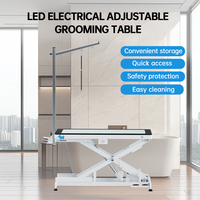 Table de toilettage électrique en acier inoxydable avec lumière LED Table de coiffure vétérinaire alimentée par charge pour chiens