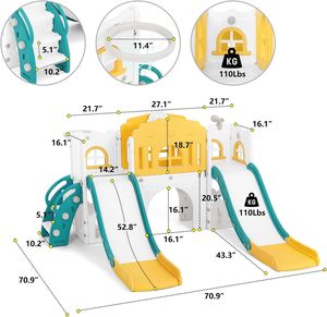 Tobogán y Columpio para Niños Pequeños, con Aro de Baloncesto/Túnel/Telescopio/Espacio de Almacenamiento, Juego de Jardín Interior y Exterior para Niños de 1 a 3 Años - Product Image 2