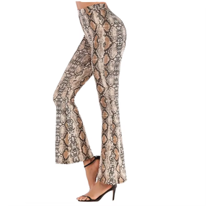 Pantalon évasé taille haute pour femme, imprimé serpent, tissé, grande taille, élastique, décoré, respirant, coupe ajustée ou ample, coloré - Product Image 3