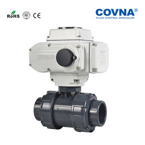 วาล์วบอล COVNA DN15 1/2 นิ้ว 2 ทาง แบบไฟฟ้า Upvc  แบบเต็มพอร์ต DC24V เปิด-ปิด พร้อมตัวกระตุ้นไฟฟ้าแบบหมุน PVC วาล์วบอลแบบ Double Union - Product Image 1