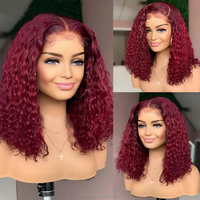 Wig renda depan rambut Remy Vietnam ditarik ganda pendek 13x4 renda Bob lurus tulang 14 inci untuk WANITA HITAM