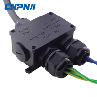 Boîte de jonction électrique étanche pour extérieur, 2 voies, M16x1.5, borne, noire, ABS