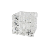 Porte-bougies en verre gaufré en forme de cube carré sans PFAS, sans plomb, résistant à la chaleur, écologique, pour la décoration de table de mariage ou de Noël