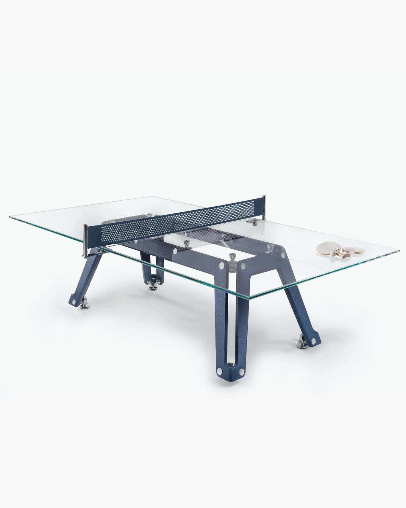Italian Light Luxury Villa Advanced Transparent Crystal Glass Table Tennis Table for Family Entertainment