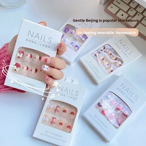 Verano nuevo estilo Ins-Style usable plástico lujo cubierta completa blanqueamiento parches de uñas extraíbles piezas de uñas cortas de larga duración - Product Image 4