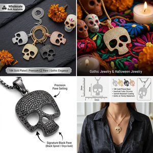 Collar con Colgante <span class=keywords><strong>de</strong></span> Calavera Chapado en Oro <span class=keywords><strong>de</strong></span> 18K, Estilo Gótico, Hip Hop, Calavera <span class=keywords><strong>de</strong></span> Azúcar, Regalo para el Día <span class=keywords><strong>de</strong></span> los <span class=keywords><strong>Muertos</strong></span> y Halloween - Product Image 4