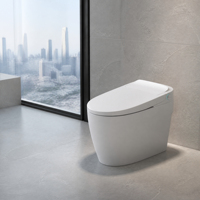 Toilette intelligente moderne et élégante avec chasse d'eau automatique, télécommande, siège chauffant, réservoir d'eau dissimulé, fixation au sol