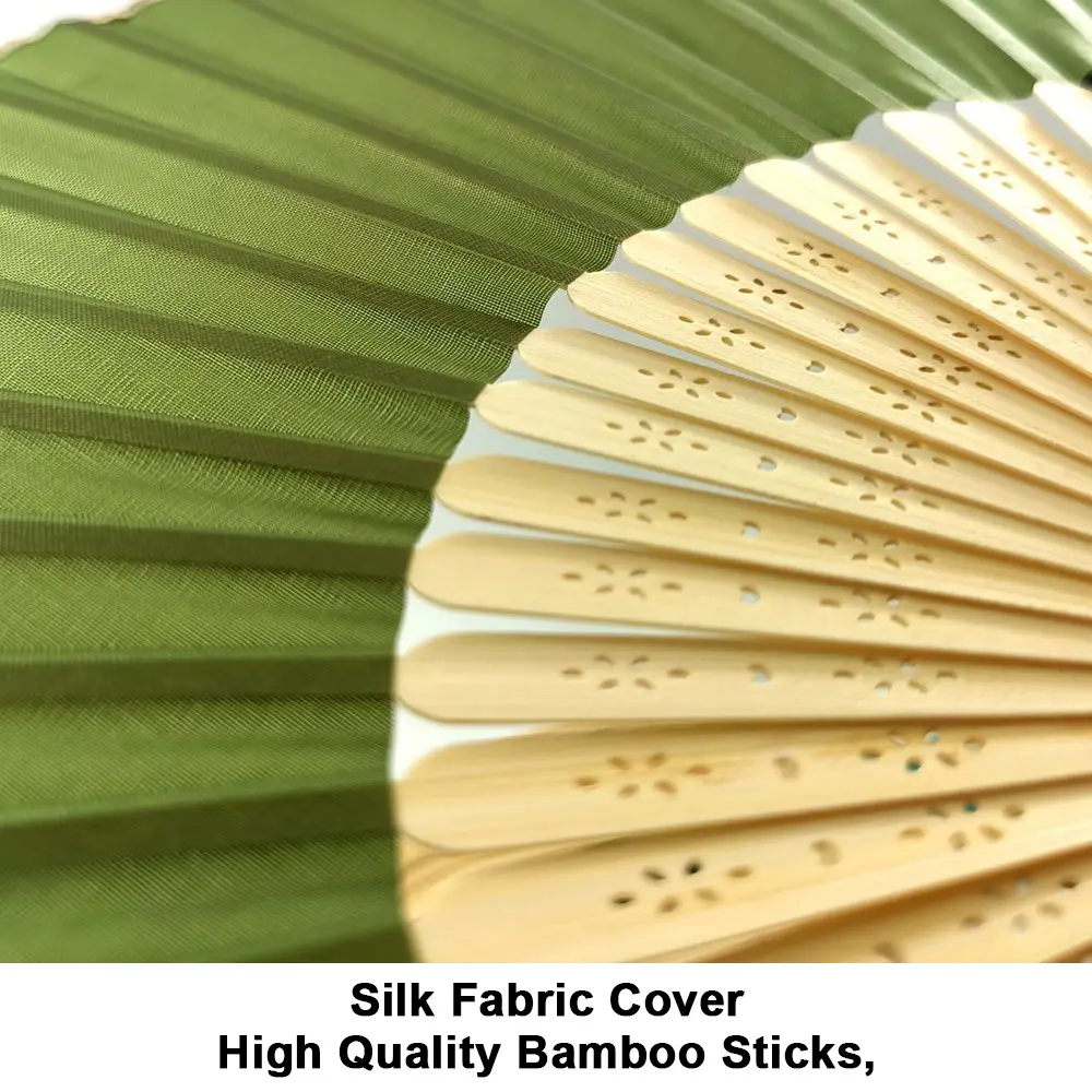 Oyma düğün ipek bambu yelpaze çin geleneksel kişiselleştirilmiş Muti renkler el Fan küçük katlanır özel bambu yelpaze