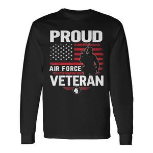 T-shirt a maniche lunghe da veterano dell'aeronautica militare, girocollo unisex, design militare patriottico - Product Image 1