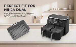 Forros de silicona para freidora de aire, paquete de 2, cestas reutilizables para freidora de aire, compatibles con Ninja Foodi DZ201, DZ401, DZ550, <span class=keywords><strong>COSORI</strong></span>, Chefman - Product Image 4