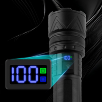 Lampe torche LED zoomable en alliage d'aluminium avec affichage numérique de la puissance, étanche IP65, batterie externe d'urgence, torche d'extérieur