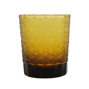 Tasse en verre de couleur ambre Edo Kiriko japonaise de haute qualité en stock tasse à whisky cadeau de luxe taillé à la main