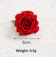 Roses artificielles en velours de soie de haute qualité de 6 cm, têtes de roses avec technique de flocage pour boutonnières DIY, corsages de poignet, fleurs pour chapeaux