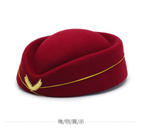 Boina de fieltro marrón de alta calidad para azafatas de aerolínea, gorra francesa blanca para mujer, ideal para exteriores.