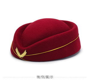 여성 펠트 베레모 브라운 항공 승무원 스타일 프렌치 모자 - Product Image 3
