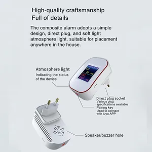 Tuya Sensor Alarm <span class=keywords><strong>Gas</strong></span> alami, pendeteksi kebocoran karbon monoksida mudah terbakar WiFi CH4 untuk penggunaan di rumah pintar - Product Image 5