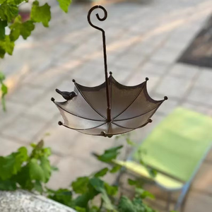 Mangiatoia per Uccelli Fatta a Mano a Forma di Ombrello, Vasca per Uccelli in Metallo, Ornamento da Giardino e Casa, Decorazione per Esterni - Product Image 2