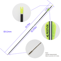Flèches de chasse ACCMOS 40T en carbone pur, ID 3,2 mm, spine 0,009 pouces, 350-1000, 32 pouces