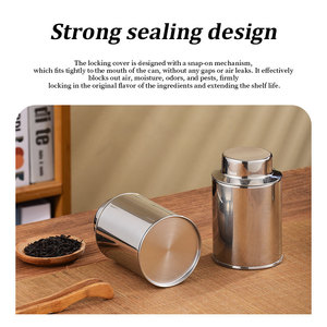 Boîte à thé en acier inoxydable Zhenneng 410 avec double couvercle hermétique, pot alimentaire en métal pour grains de café et épices, depuis 1987 - Product Image 4