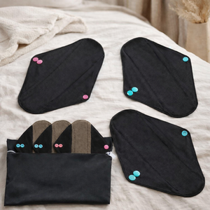 Custom Reusable Bamboo Charcoal Cloth Menstrual <b>Pads</b> Set with <b>Waterproof</b> Storage Pouch Washable Sanitary <b>Pad</b> Kit - Product Image 1