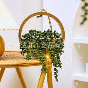Artificial Plant Wooden Hanging Basket For Home <b>Wall</b> <b>Decoration</b> Storage <b>Flower</b> Pot With High Simulation Feature - Product Image 1