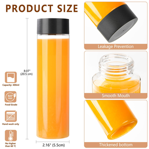 Bouteille d'eau minérale en plastique transparente sans BPA de style Voss, personnalisée en usine, 400 ml, 500 ml, 16 oz, cylindrique, vide, en PET, pour jus et boissons - Product Image 2