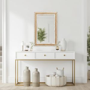 Miroir mural rectangulaire PARISLOFT avec cadre en bois sculpté, miroir en bois antique, miroir à cadre en bois pour salon, chambre, cuisine - Product Image 3