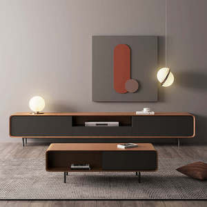 Ensemble <span class=keywords><strong>meuble</strong></span> <span class=keywords><strong>TV</strong></span> et table basse <span class=keywords><strong>en</strong></span> <span class=keywords><strong>bois</strong></span>, <span class=keywords><strong>meuble</strong></span> <span class=keywords><strong>TV</strong></span> réglable avec rangement pour chambre et salon, mobilier de maison moderne et luxueux - Product Image 5