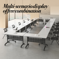 Table et chaises modulaires pliantes en MDF pour bureau, minimalistes, pour quatre personnes, par Designer Furniture