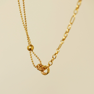Collar de cadena circular con cuentas entrelazadas estilo <span class=keywords><strong>BF</strong></span> para parejas, joyería de acero inoxidable que no se deslustra, regalo diario o de aniversario - Product Image 5