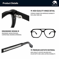 Montures de lunettes pour hommes en acétate à double pont, style aviateur, pour femmes, lunettes optiques de prescription, monturas de lentes hombre