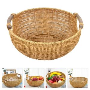 Giỏ Đi Dã Ngoại Da truyền thống xử lý dệt giấy dây ba màu Giường tắm ngoài giặt cản trở khung tre Oxford - Product Image 6