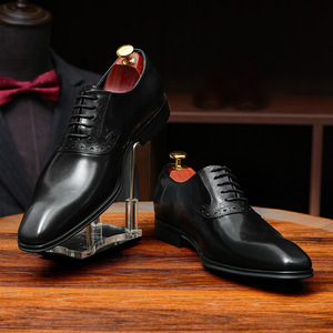 Zapatos Oxford de Vestir para Hombre, de Cuero Genuino, con Punta Puntiaguda, con Cordones, para Negocios, Oficina, Carrera, Todas las Temporadas, Suela de Goma - Product Image 4
