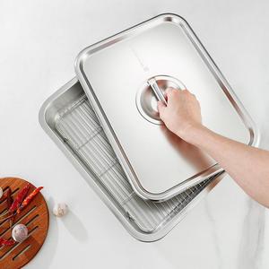 Stainless Steel Square Pan With Rack 304 Food Grade For Steaming Cooking Baking Hotel Use - Product Image 2
