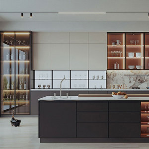 Muebles de <span class=keywords><strong>Cocina</strong></span> Hechos a Medida, Gabinete de <span class=keywords><strong>Cocina</strong></span> de Madera Contrachapada Pintada en Blanco y Verde con Iluminación LED - Product Image 2