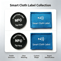 Étiquette de vêtement personnalisée lavable NFC RFID en polyester brodée pour la gestion et l'authentification des vêtements, des serviettes et du linge