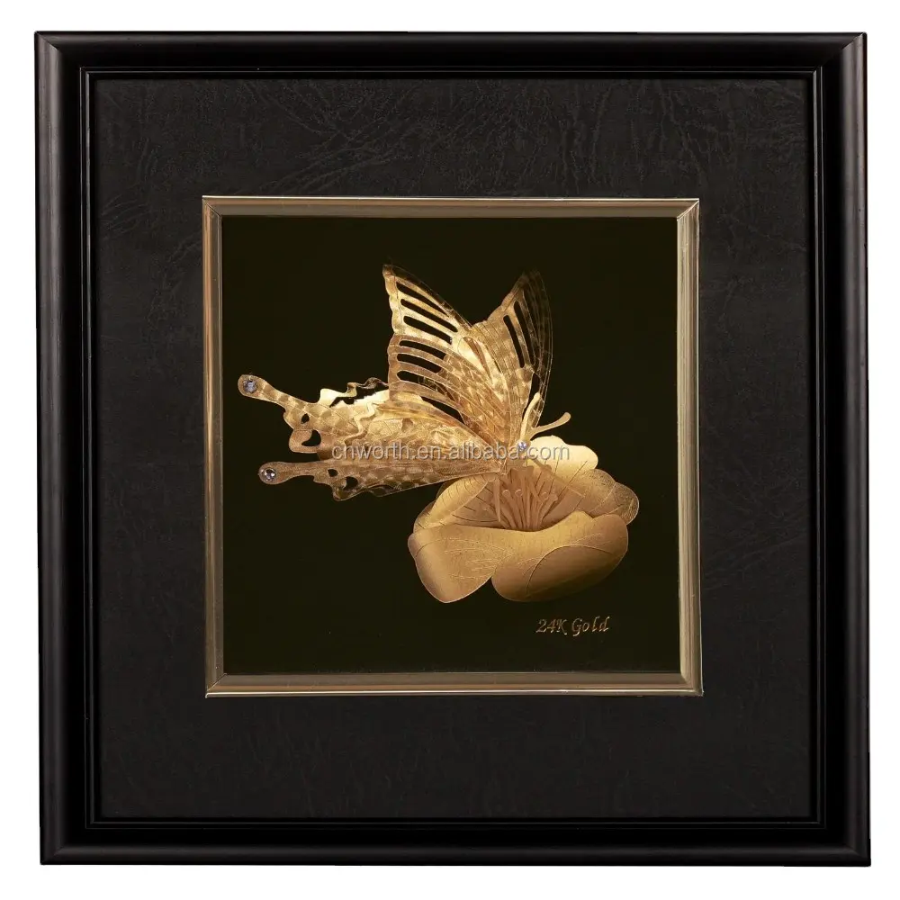 24K सोने 3D तितली पन्नी के लिए फोटो फ्रेम उपहार के साथ अच्छी गुणवत्ता
