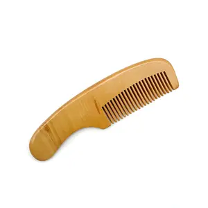 Grosir sisir jenggot rambut kayu gagang panjang gigi halus Logo kustom untuk pria