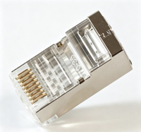 Hochgeschwindigkeits-8P8C-FTP-Transparenter Cat6-RJ45-Kristallkopf-Abgeschirmter Steckverbinder mit vergoldeten Kontaktflächen, 250-550 MHz Bandbreite